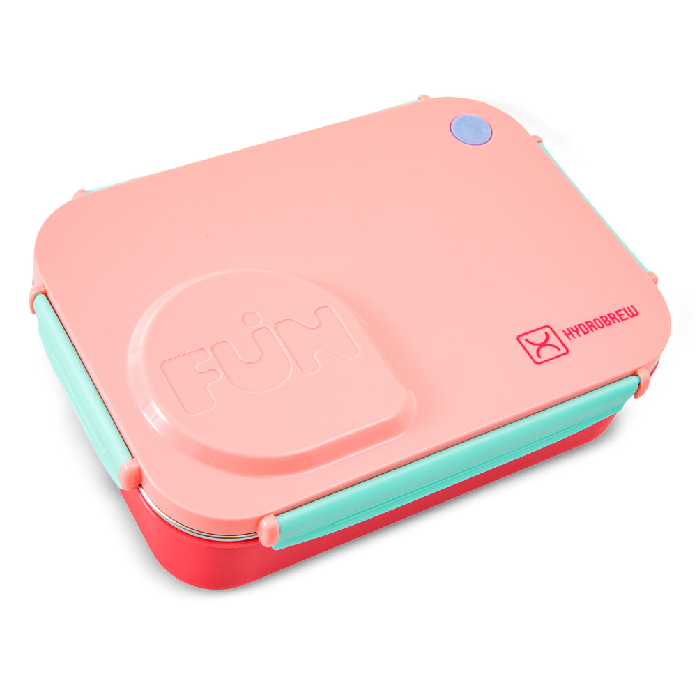 Hydrobrew Steel Core Lunch Box 750ml + 150ml Food Jar w/ cutlery, Stainless Steel, Leakproof - PINK SORBET