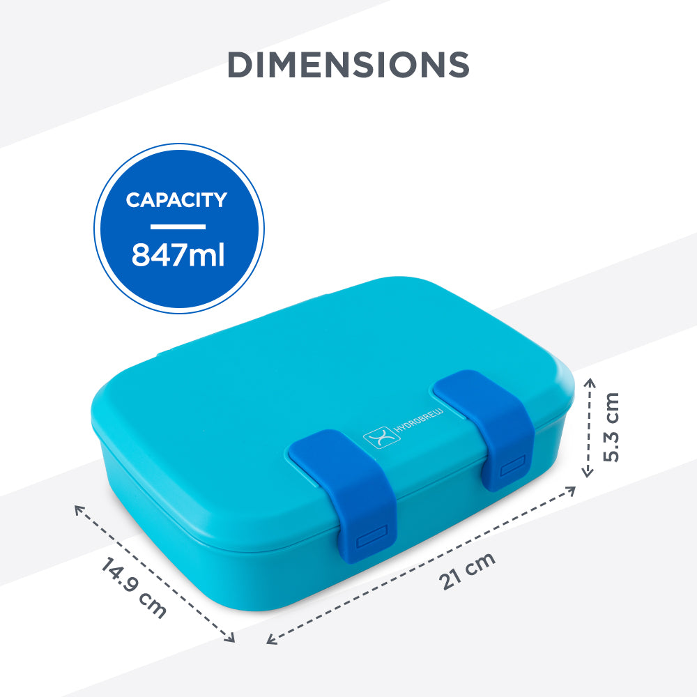 Hydrobrew Personalized Smart Serve Bento Lunch Box 847ml, Aqua Drift