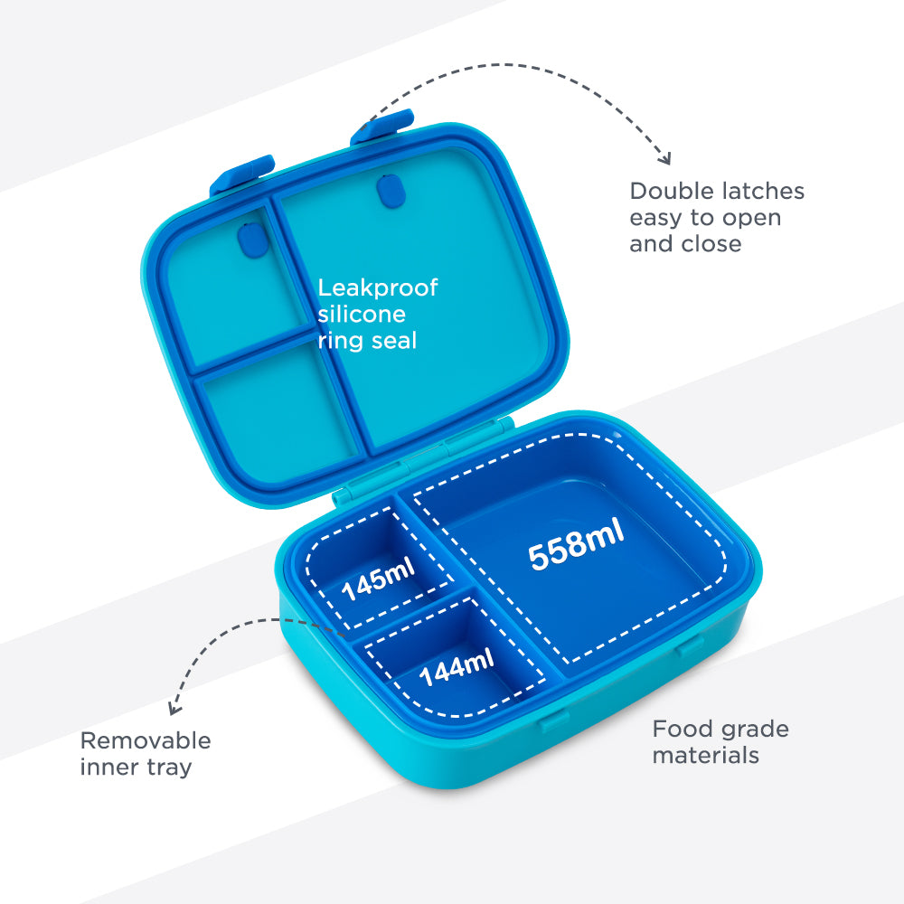 Hydrobrew Personalized Smart Serve Bento Lunch Box 847ml, Aqua Drift