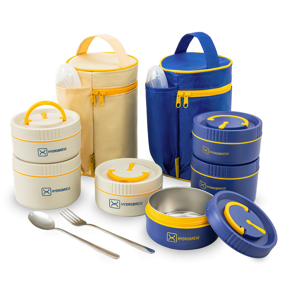 Hydrobrew Trio Deck Lunch Box with Cutlery - Opal Cream