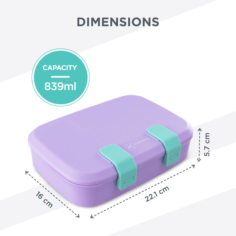 Hydrobrew Steel Core Bento Stainless Steel Lunch Box – 839ml, 2 Compartment-Orchid Mist