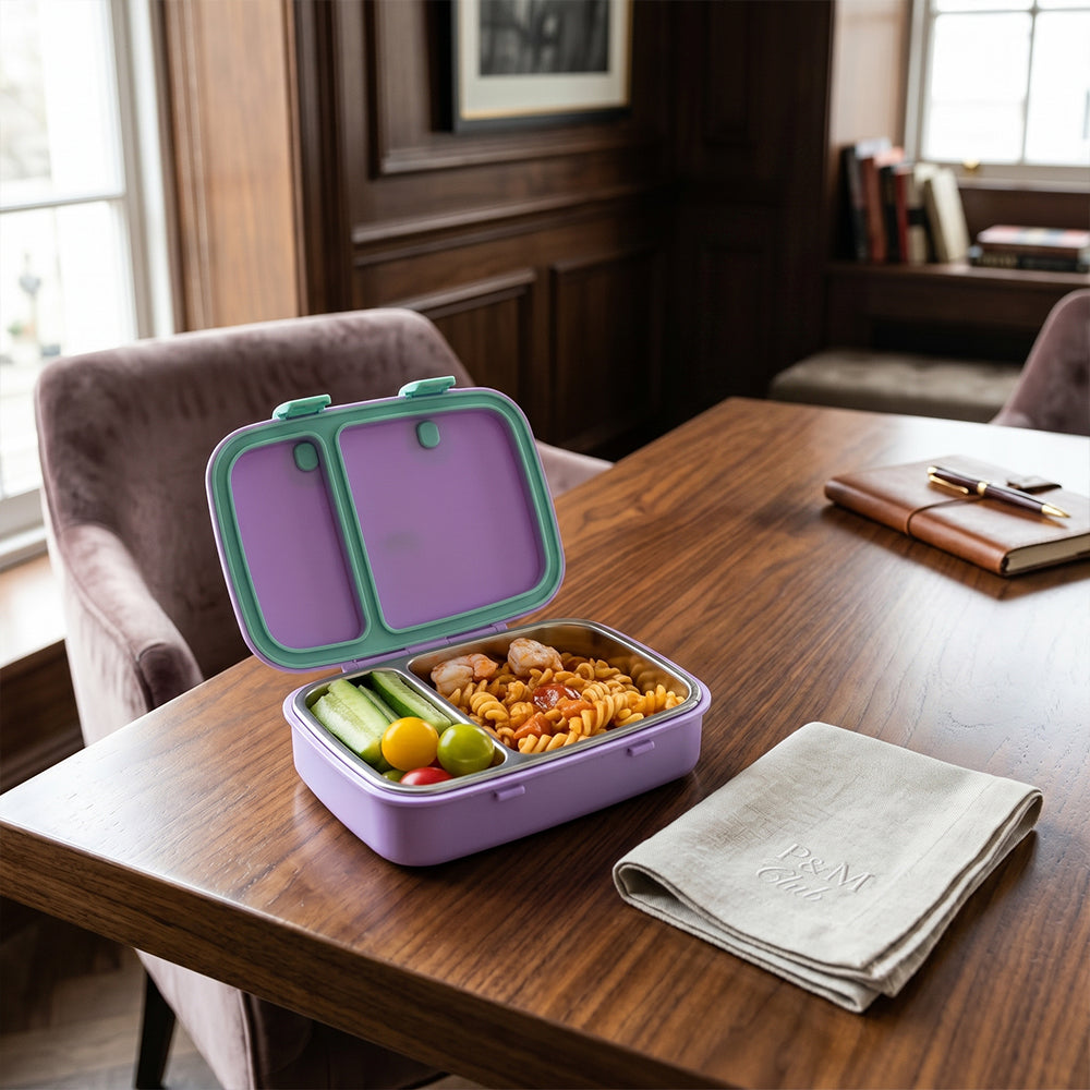 Hydrobrew Steel Core Bento Stainless Steel Lunch Box – 839ml, 2 Compartment-Orchid Mist