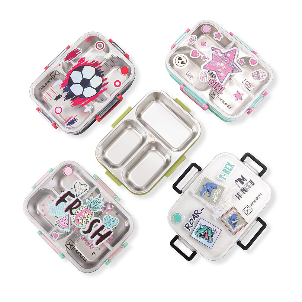 HydroBrew Steel Core Bento Lunch Box 3 Compartment 750ml – Olive Roar