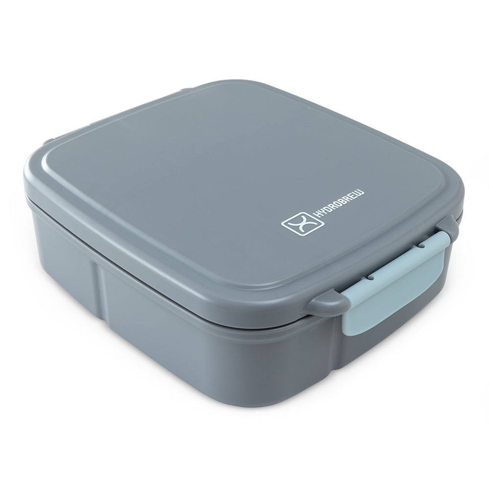 Hydrobrew Mega Flex Bento Lunch Box 1864ml, Leakproof Lunch Container with Integrated 250ml Insulated Food Jar- Graphite