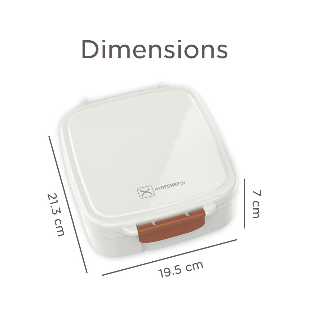 Hydrobrew Mega Flex Bento Lunch Box 1864ml, Leakproof Lunch Container with Integrated 250ml Insulated Food Jar- Ivory Terracotta
