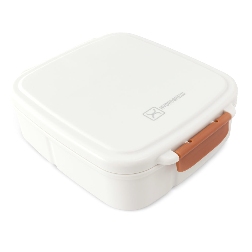 Hydrobrew Mega Flex Bento Lunch Box 1864ml, Leakproof Lunch Container with Integrated 250ml Insulated Food Jar- Ivory Terracotta