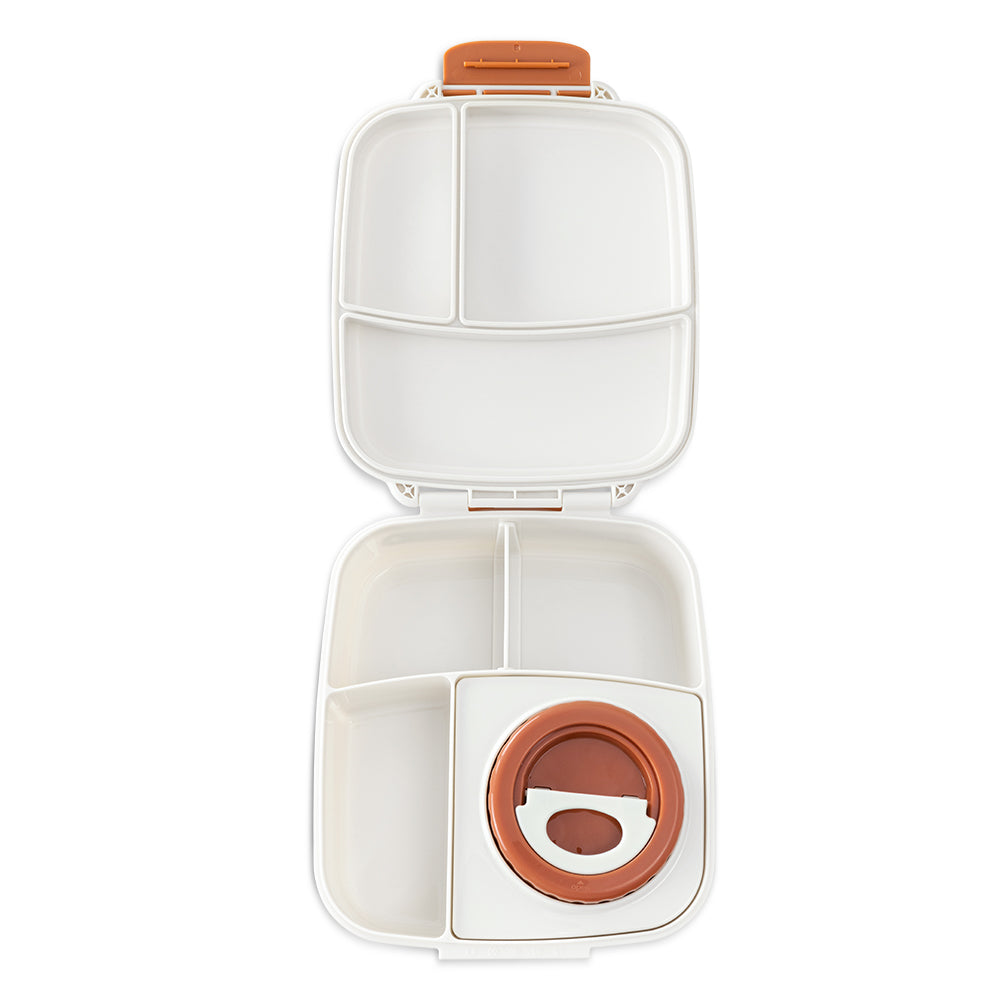 Hydrobrew Personalized Mega Flex Bento Lunch Box 1864ml, Leakproof Lunch Container with Integrated 250ml Insulated Food Jar- Ivory Terracotta