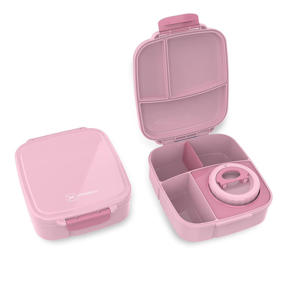 Hydrobrew Mega Flex Bento Lunch Box 1864ml, Leakproof Lunch Container with Integrated 250ml Insulated Food Jar- Rose Silk