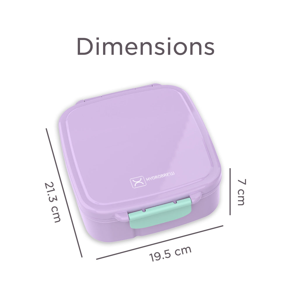 Hydrobrew Mega Flex Bento Lunch Box 1864ml, Leakproof Lunch Container with Integrated 250ml Insulated Food Jar- Orchid Mist