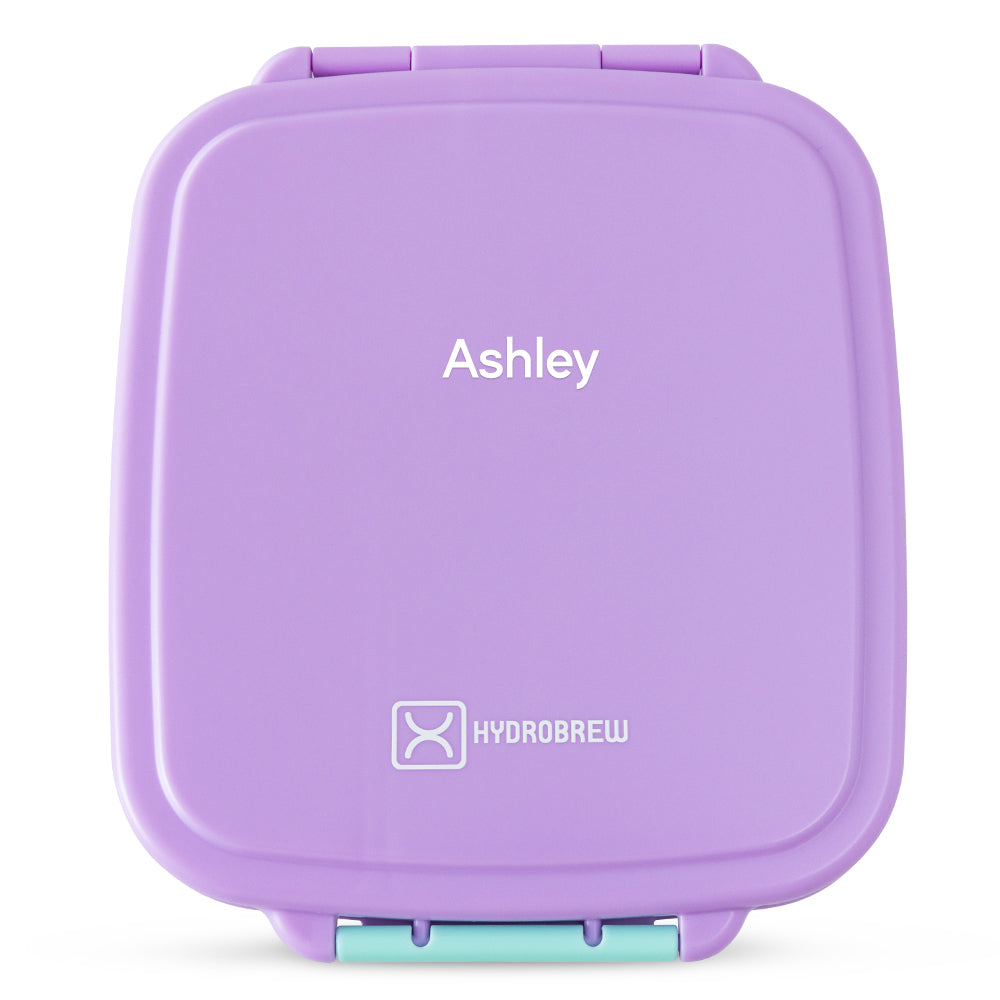 Hydrobrew Personalized Mega Flex Bento Lunch Box 1864ml, Leakproof Lunch Container with Integrated 250ml Insulated Food Jar- Orchid Mist