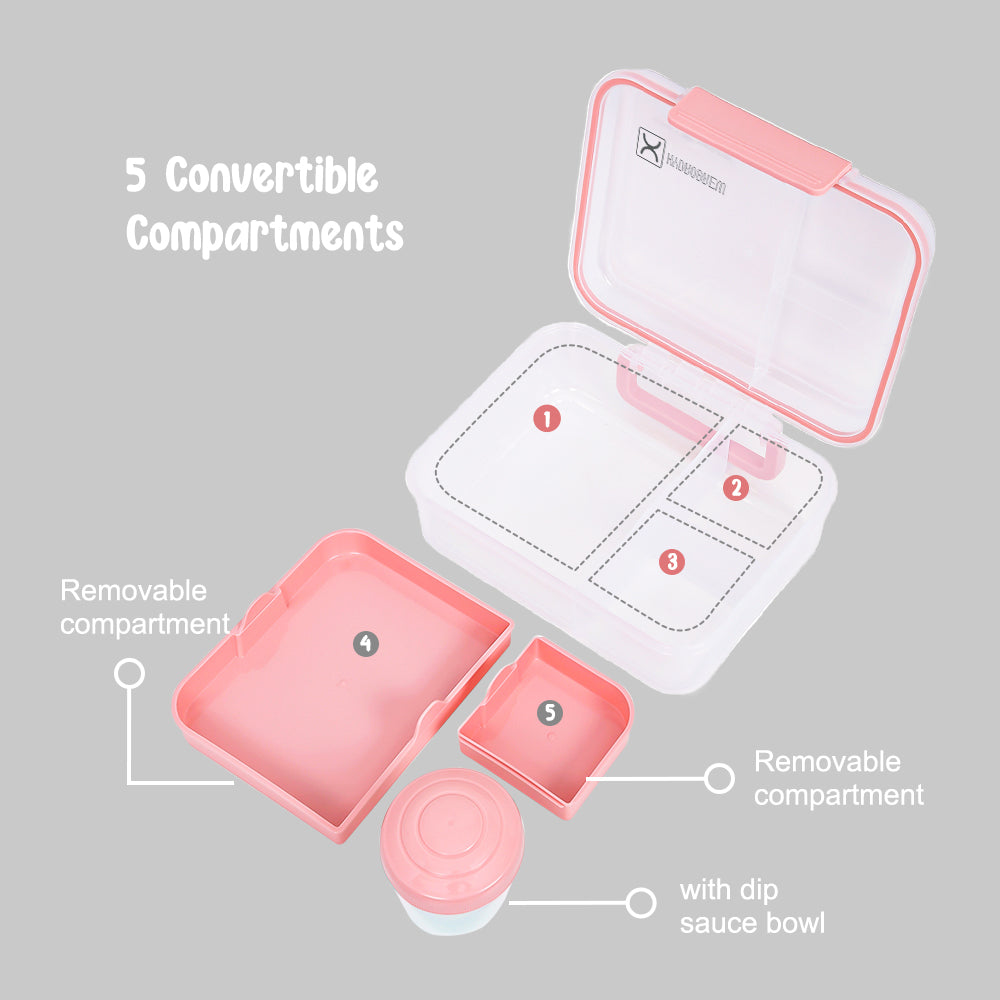HYDROBREW 3/4/5 Convertible 1650ml Bento Lunch Box - Blush Pink