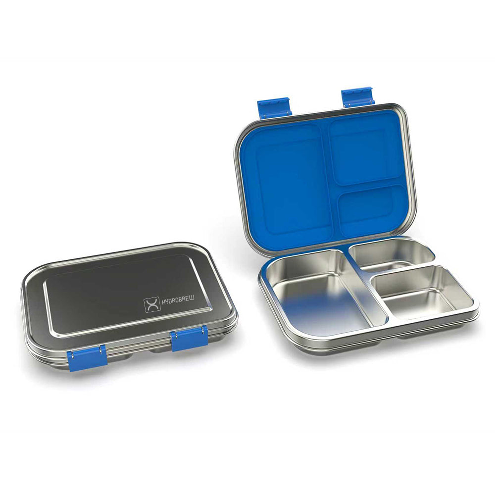 Hydrobrew 3 Compartment Bento Steel Lunch Box - Blue