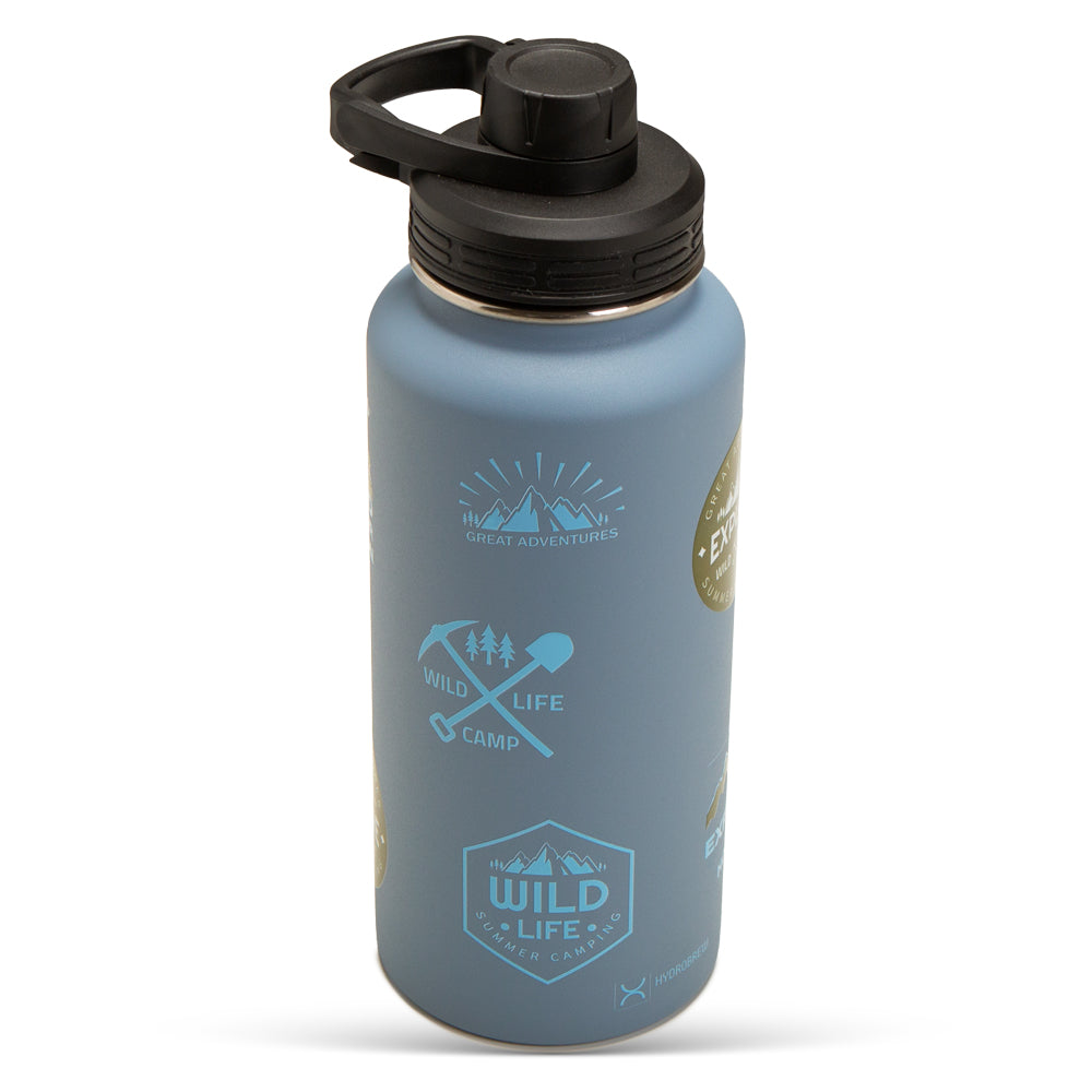 HYDROBREW - Vacuum Insulated Travel Water Bottle w/Sling Bag, 950ml, Blue