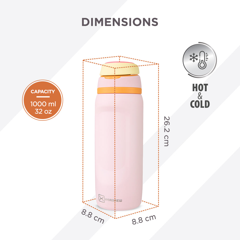 Hydrobrew Personalized Sip Switch Stainless Steel Water Bottle - Pink Sorbet