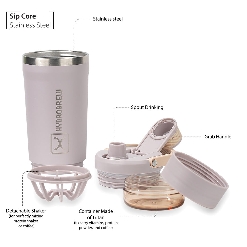 Hydrobrew Sip Core Stainless Steel Bottle w/t Tritan™ Container - 18/8 Premium Double Wall Stainless Steel - OLIVE SAGE