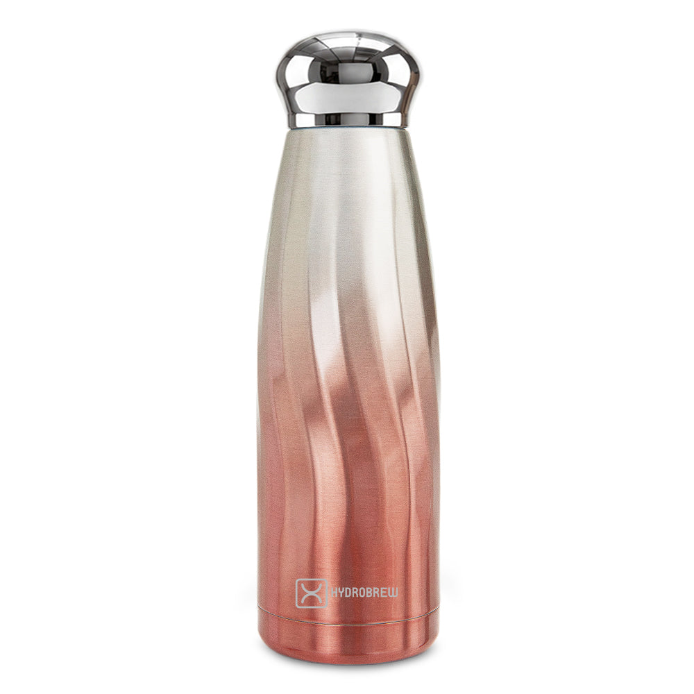 Hydrobrew Double Wall Stainless Steel Water Bottle 420ml – Leakproof Insulated Bottle, Desert Rose