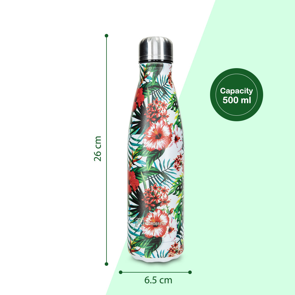 Hydrobrew Double wall Stainless Steel Water Bottle 500ML - Tropical Hibiscus