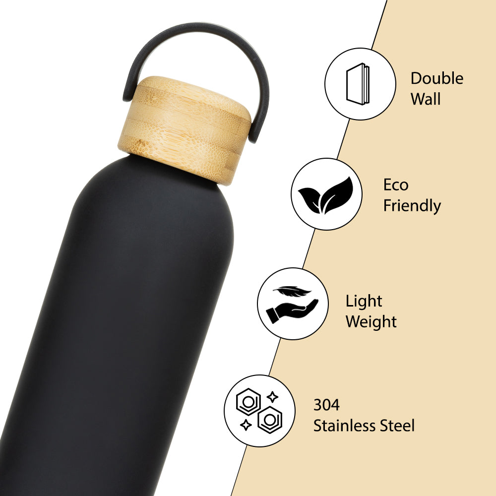 Hydrobrew Double Wall Stainless Steel Water Bottle 500ML - Black