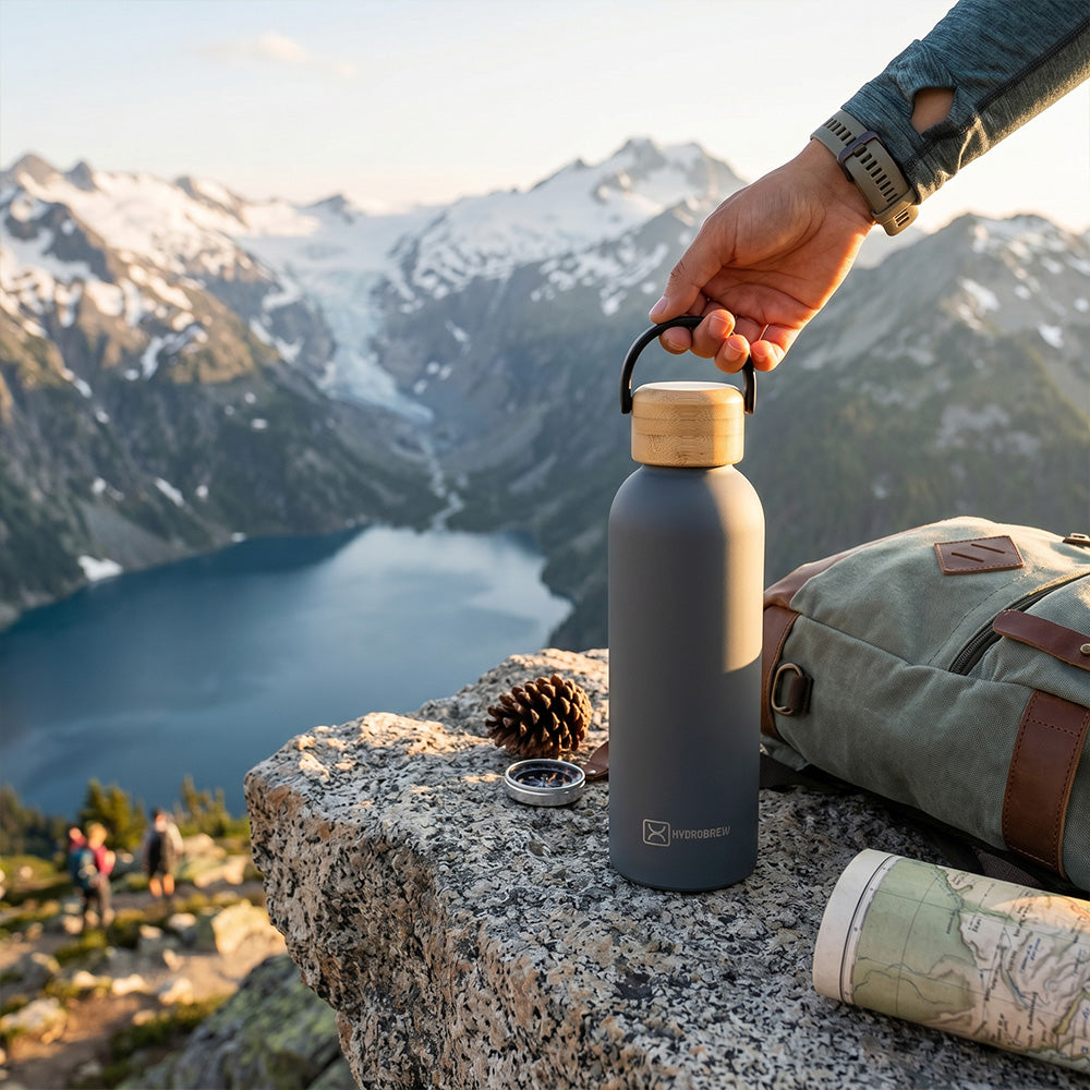 Hydrobrew Double Wall Stainless Steel Water Bottle 500ML - Grey
