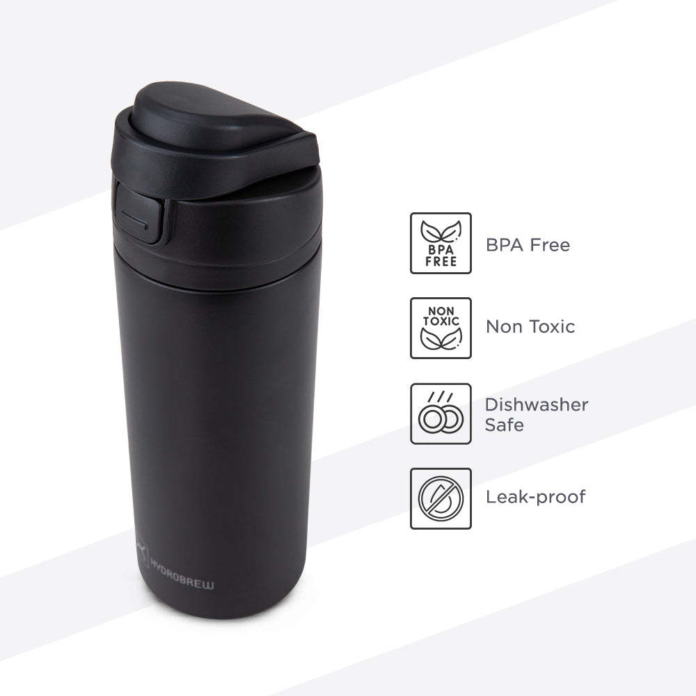 Hydrobrew Personalized SipSwitch™ Insulated Water Bottle 720ml – Leakproof, Stainless Steel, Straw & Spout Lid -Carbon