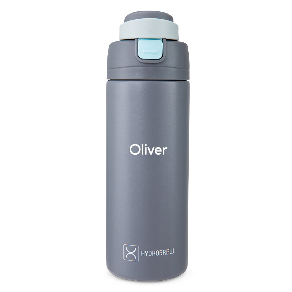 Hydrobrew Personalized SipSwitch™ Insulated Water Bottle 720ml – Leakproof, Stainless Steel, Straw & Spout Lid -Graphite
