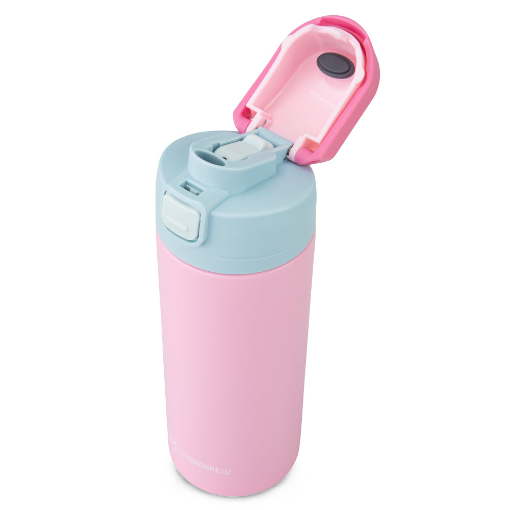 HydroBrew SipSwitch™ Insulated Water Bottle 720ml – Leakproof, Stainless Steel, Straw & Spout Lid -Rose Silk