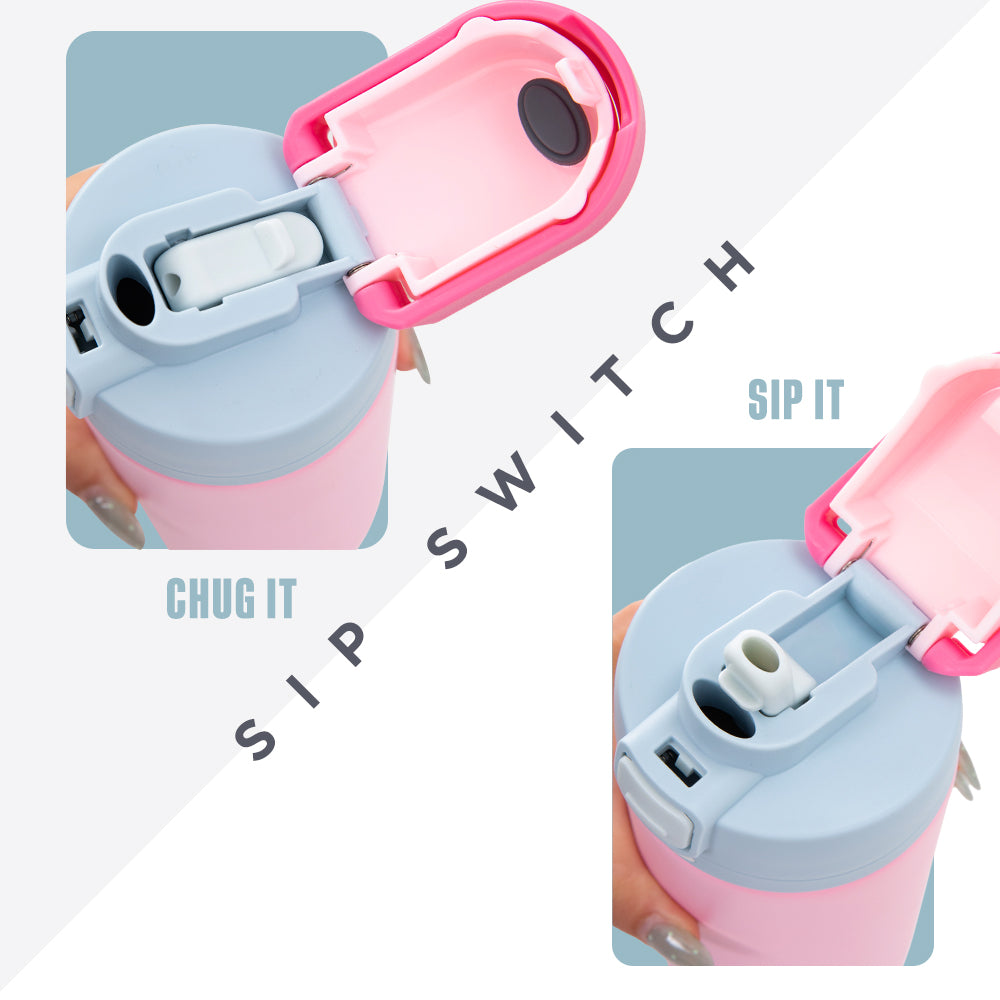 HydroBrew SipSwitch™ Insulated Water Bottle 720ml – Leakproof, Stainless Steel, Straw & Spout Lid -Rose Silk