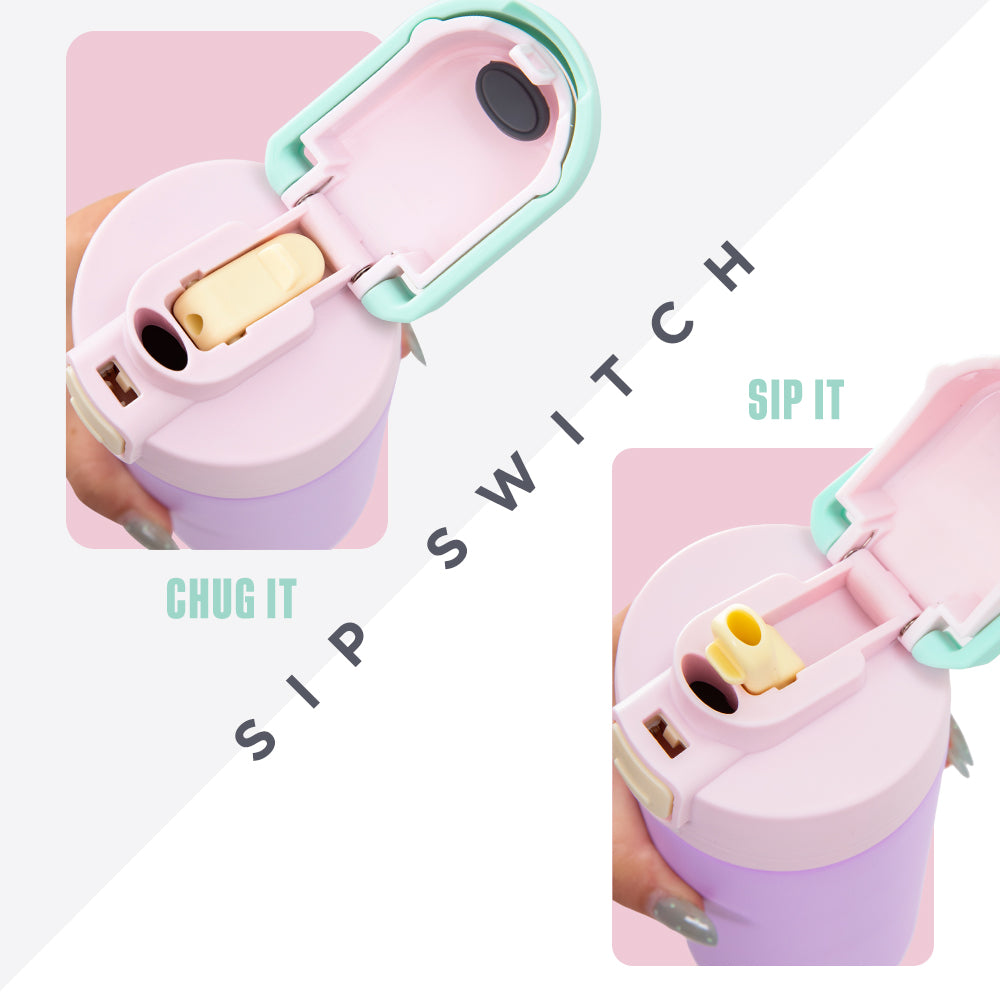 Hydrobrew Personalized SipSwitch™ Insulated Water Bottle 720ml – Leakproof, Stainless Steel, Straw & Spout Lid -Orchid Mist
