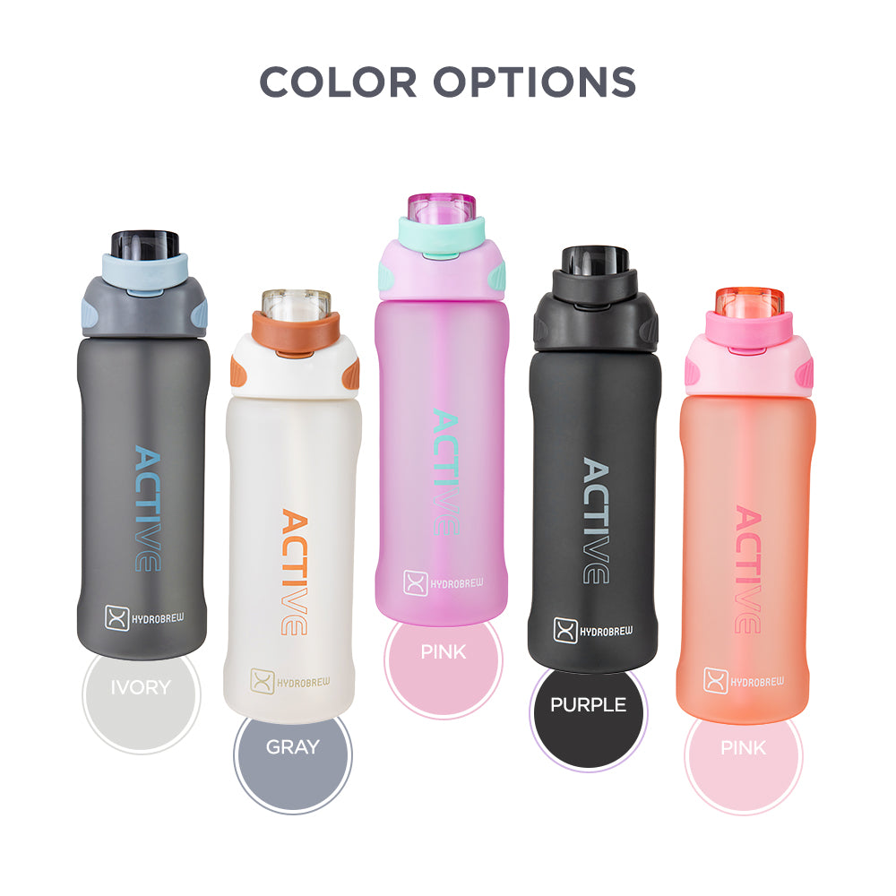 HYDROBREW Sip Switch Tritan Water Bottle 1000ml Leakproof, BPA Free, Straw & Spout Lid- Carbon