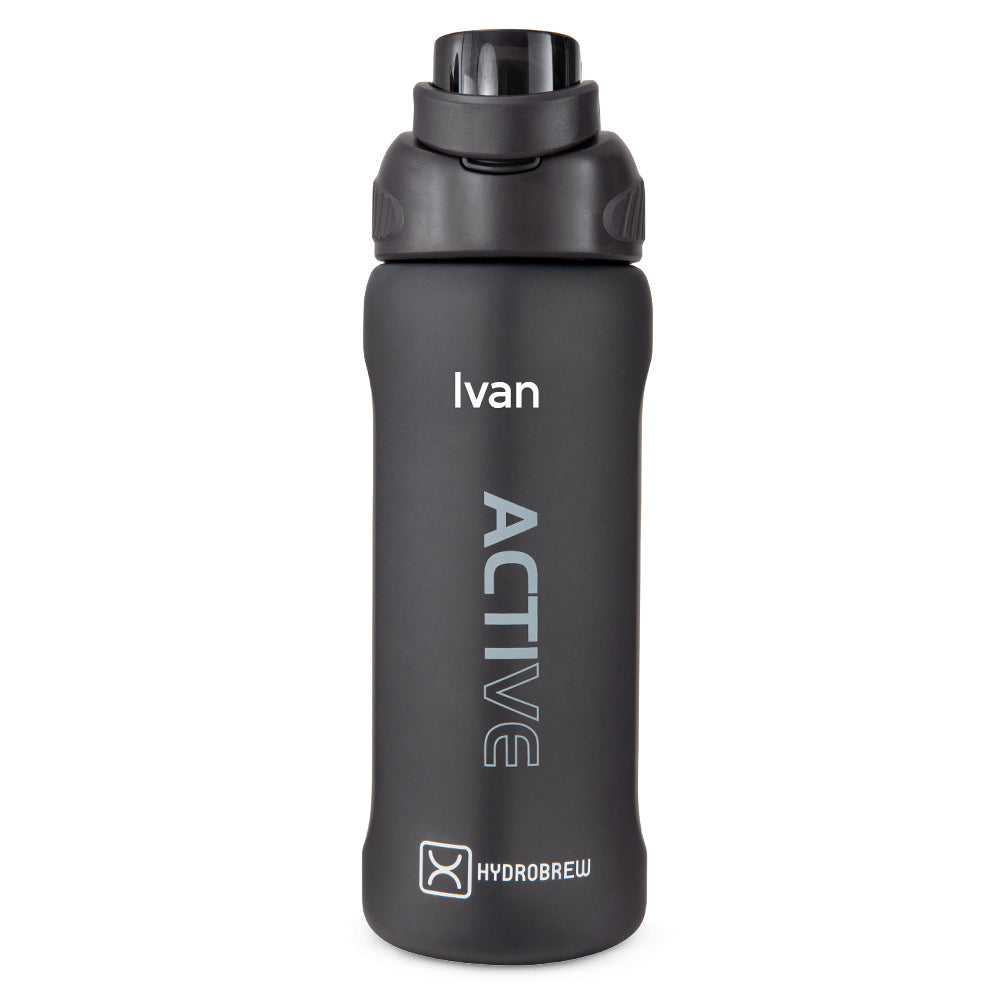 Hydrobrew Personalized Sip Switch Tritan Water Bottle 1000ml Leakproof, BPA Free, Straw & Spout Lid- Carbon