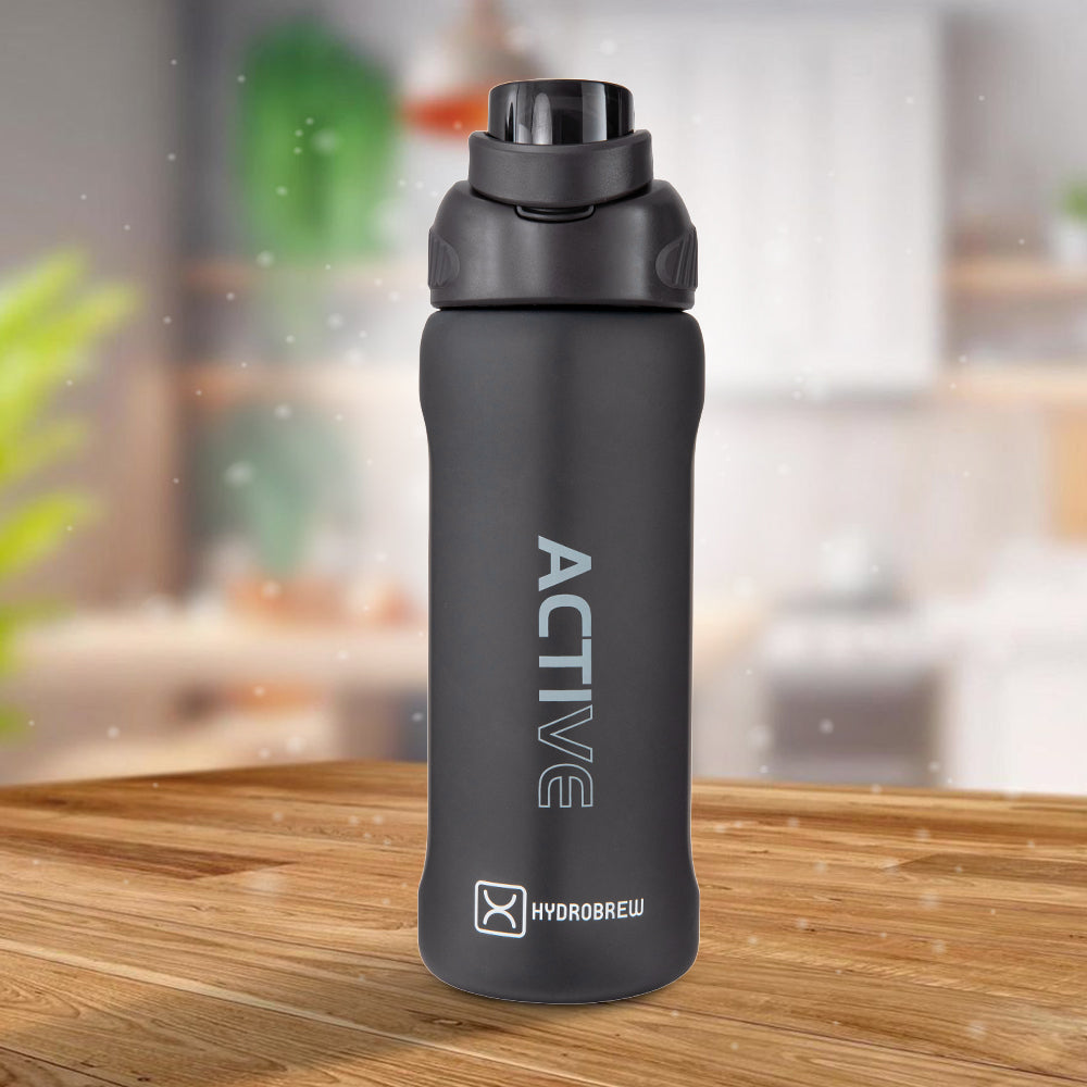 Hydrobrew Personalized Sip Switch Tritan Water Bottle 1000ml Leakproof, BPA Free, Straw & Spout Lid- Carbon