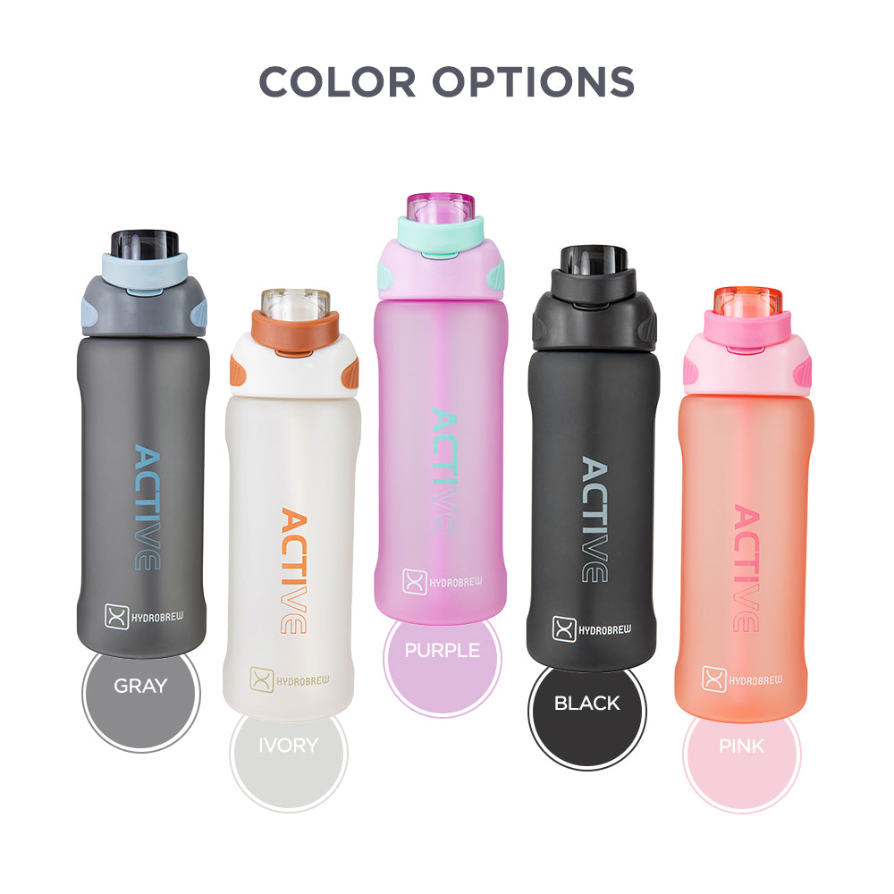 HYDROBREW Sip Switch Tritan Water Bottle 1000ml Leakproof, BPA Free, Straw & Spout Lid- Ivory Terracotta