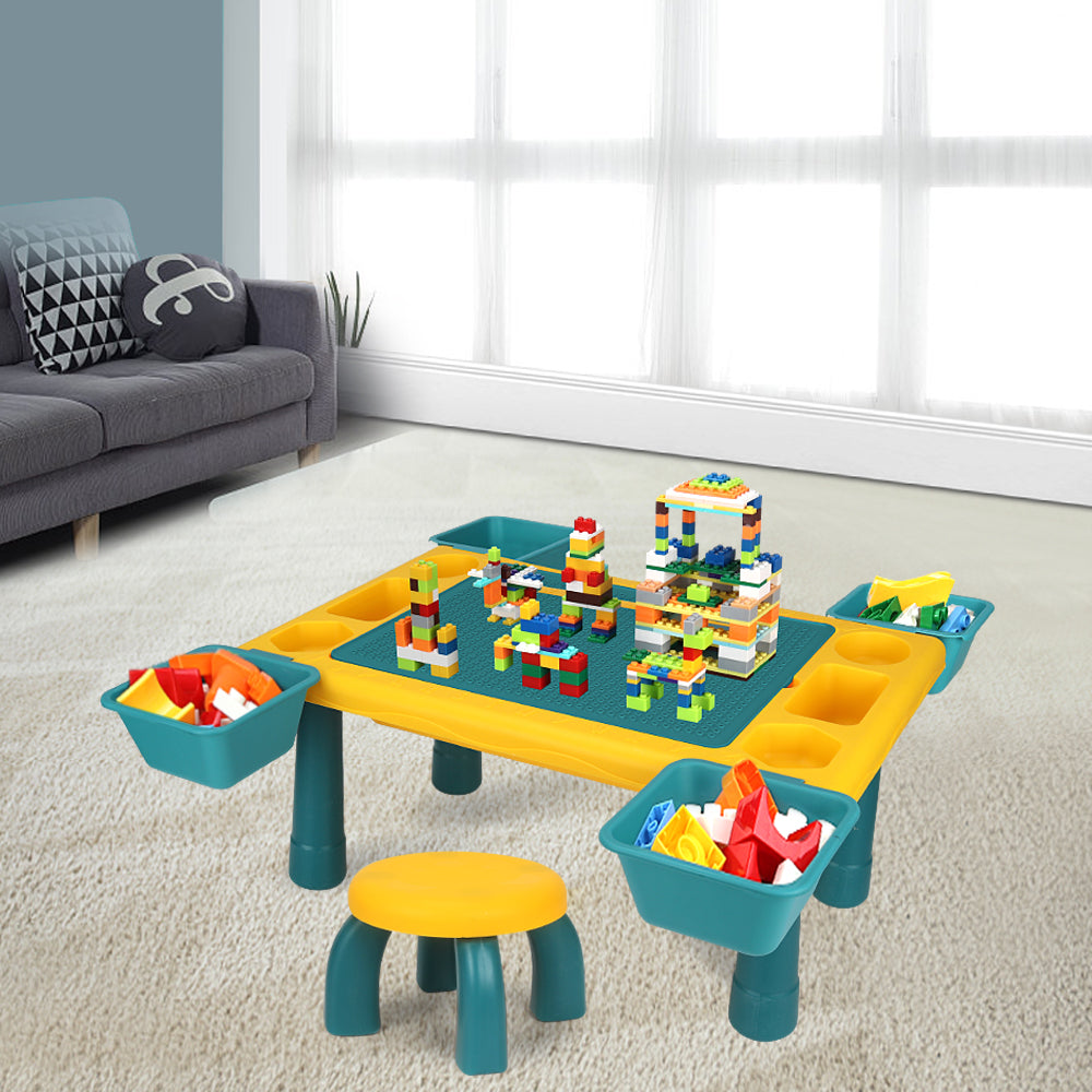 LITTLE STORY Blocks 4 In 1 Activity Table Wt Stool - Green