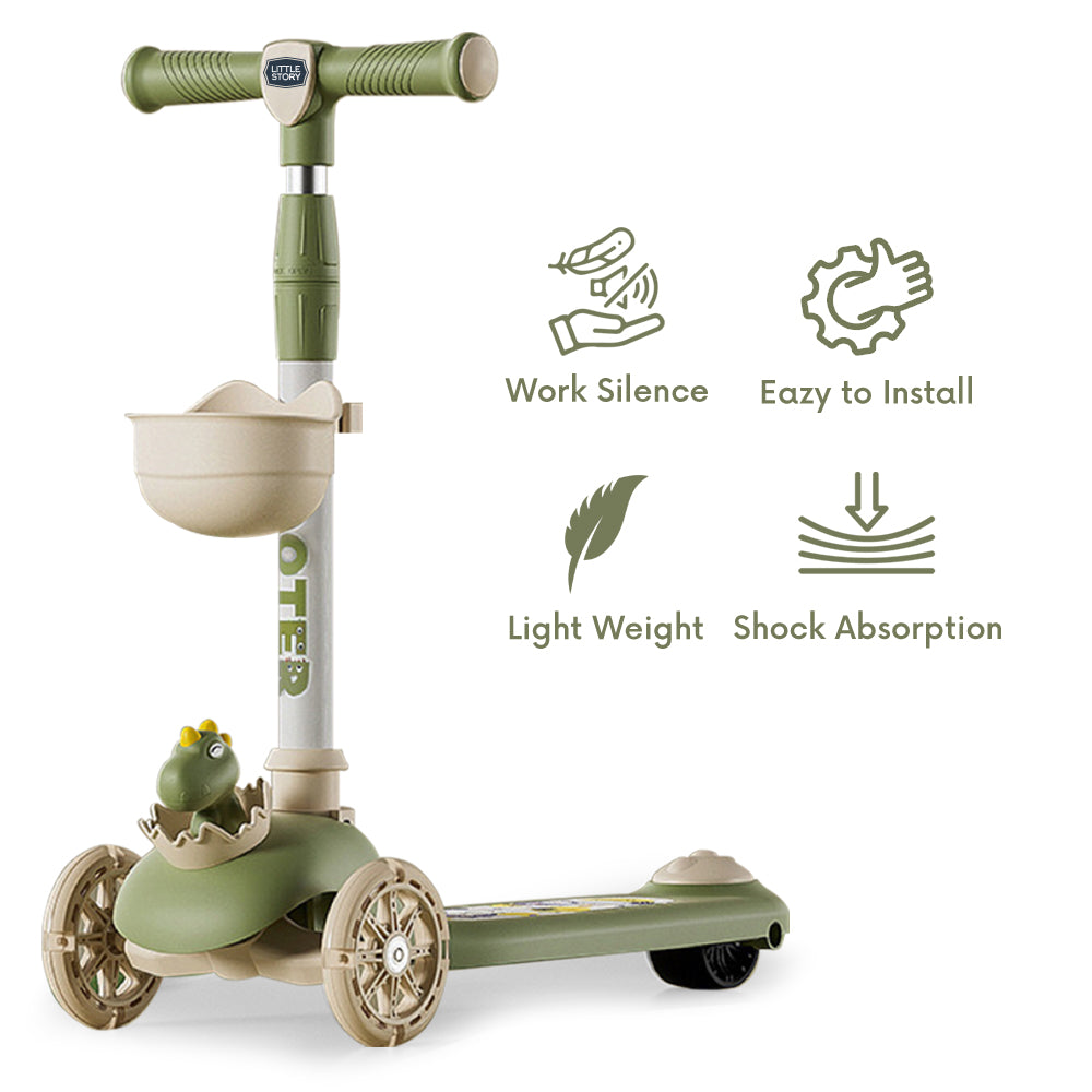 LITTLE STORY Kids Scooter & Ride on – Dinosaur Green
