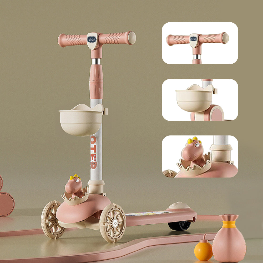 LITTLE STORY Kids Scooter & Ride on – Dinosaur Pink