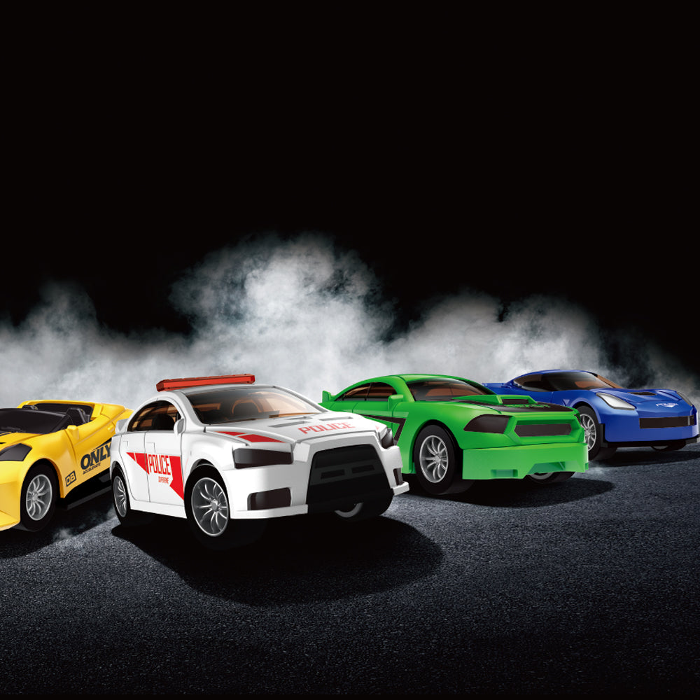 LITTLE STORY 4Pcs Slide Die Cast Toy Rapid Car Set