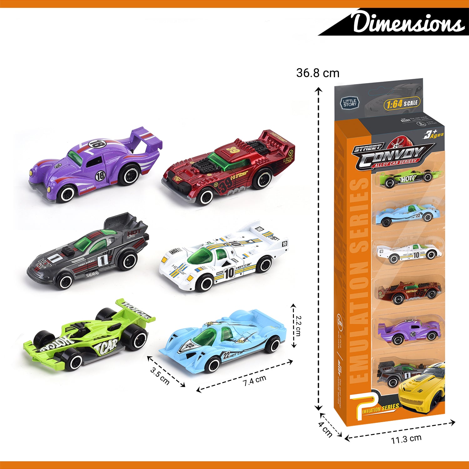 LITTLE STORY Alloy Glide Racer Toy Car (6Pcs) - Multicolor