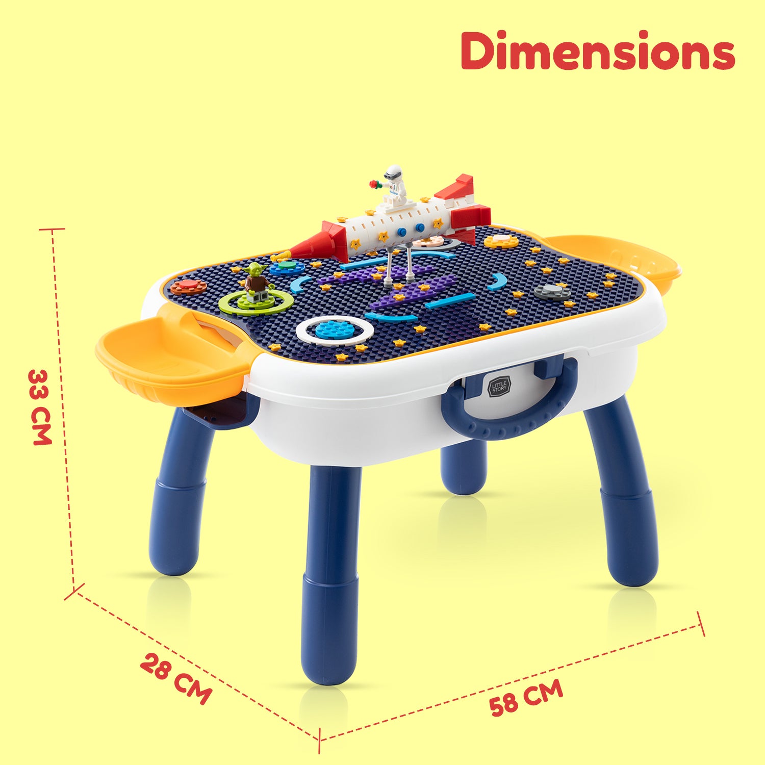 LITTLE STORY 4 In 1 Block Activity Table with Blocks - Blue