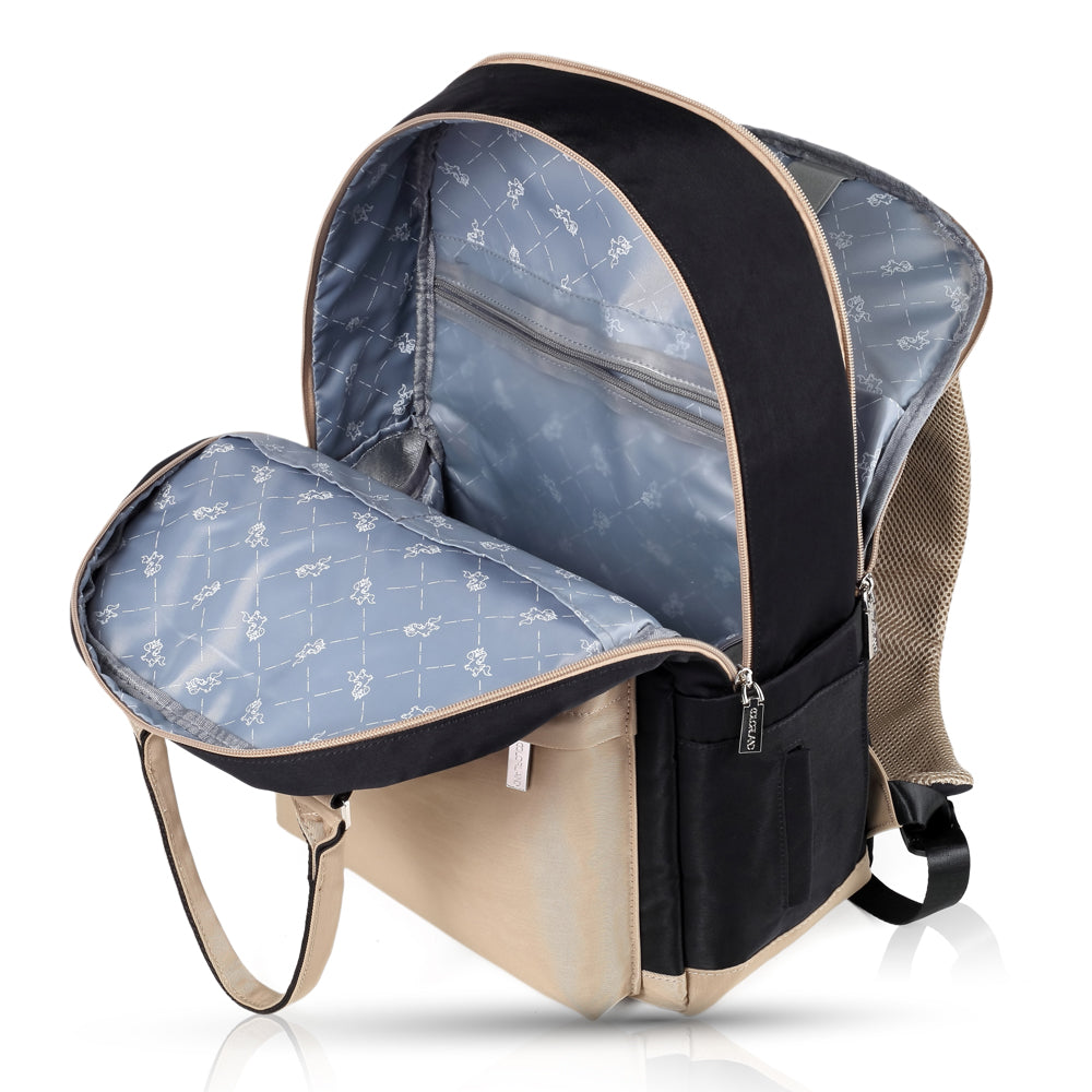LITTLE STORY Kenzie Mom Dad Travel Diaper Backpack - Black