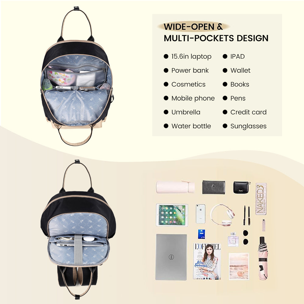 LITTLE STORY Kenzie Mom Dad Travel Diaper Backpack - Black