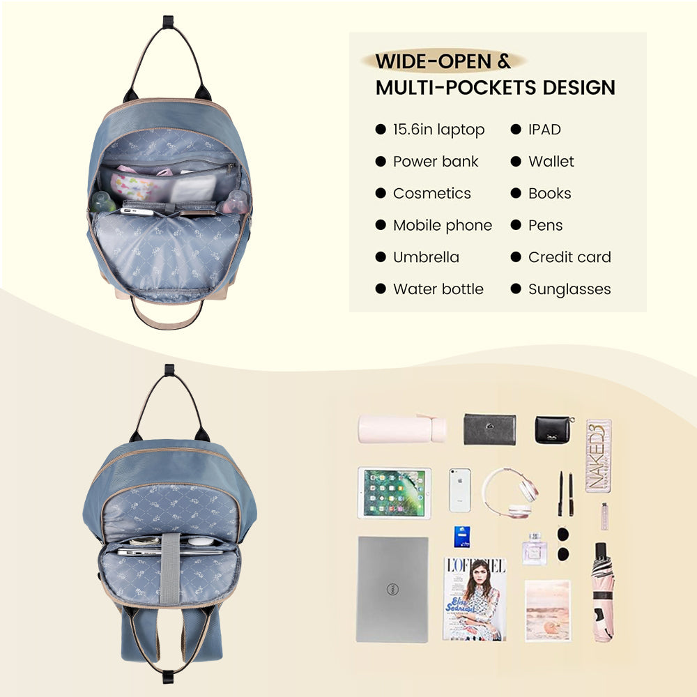 LITTLE STORY Kenzie Mom Dad Travel Diaper Backpack - Blue