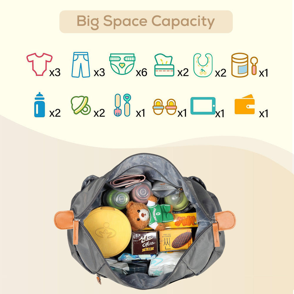 LITTLE STORY Zurich Pack and Go Baby Travel Diaper Bag - Grey