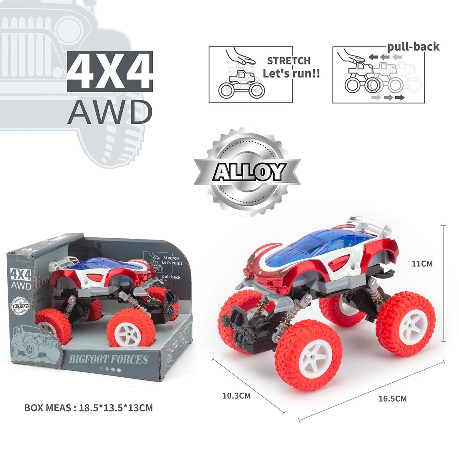 LITTLE STORY - Kids Toy Pull Back Car - Red