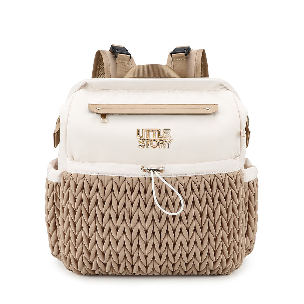 Little Story Diaper Backpack with Changing Pad & Laptop Sleeve β Water-Repellent Baby Nappy Bag, Khaki