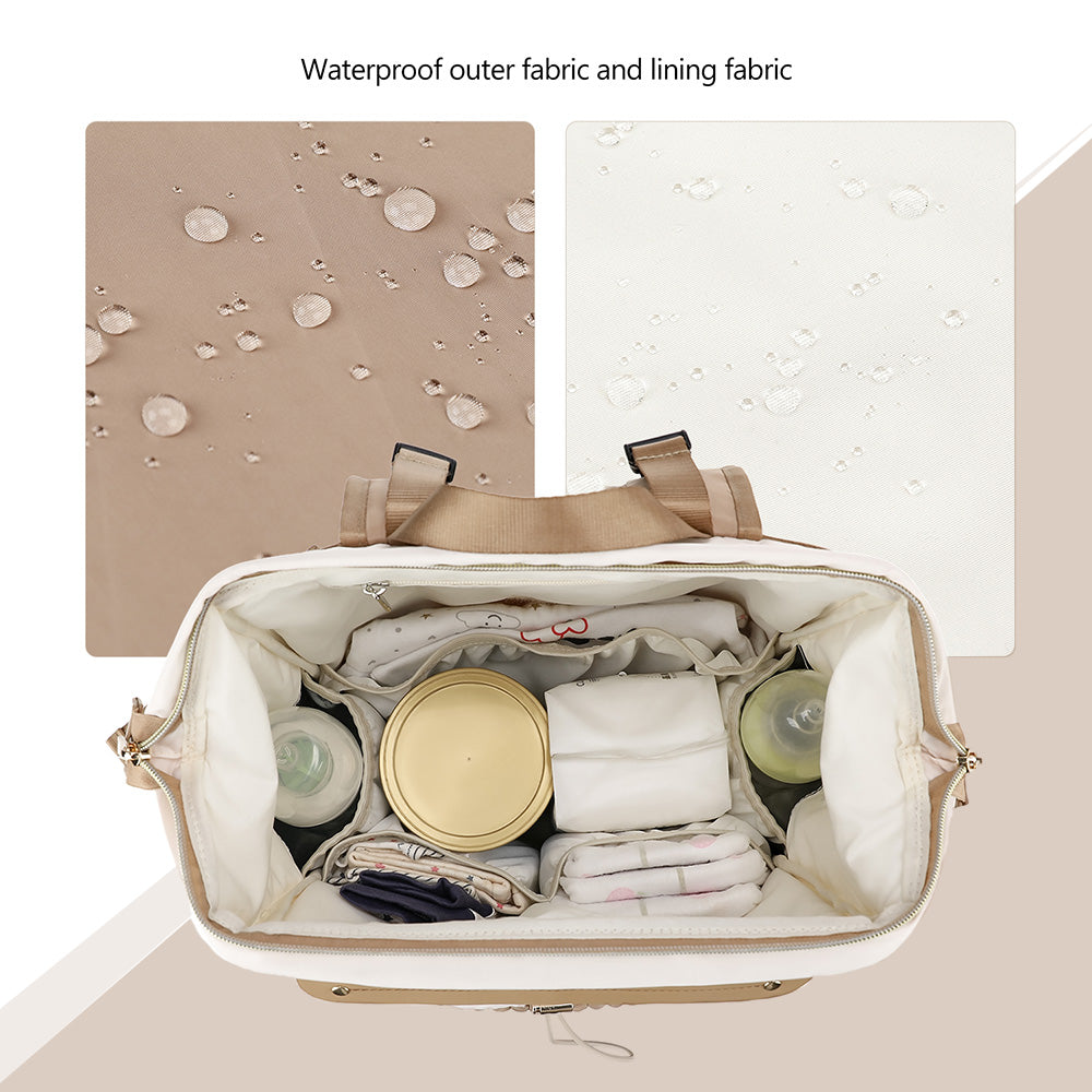 Little Story Diaper Backpack with Changing Pad & Laptop Sleeve – Water-Repellent Baby Nappy Bag, Khaki