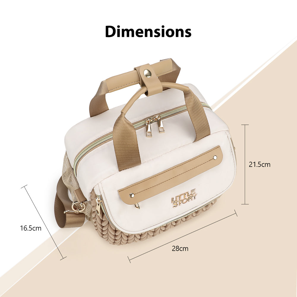 Little Story Compact Diaper Backpack with Changing Pad & Shoulder Strap – Water-Repellent Baby Nappy Bag, Khaki
