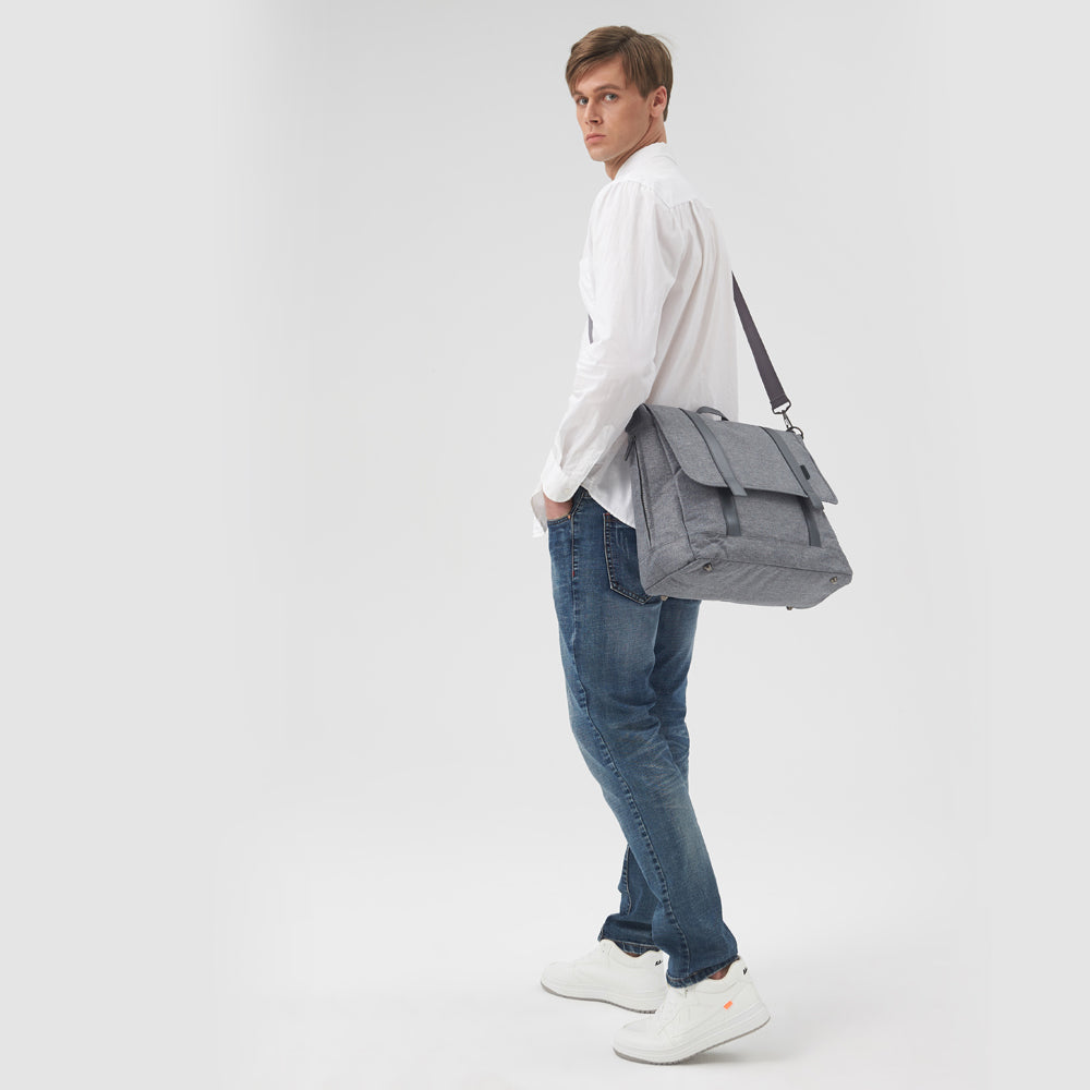 LITTLE STORY Dad's Diaper Bag w/Changing Mat & Stroller Straps - Grey