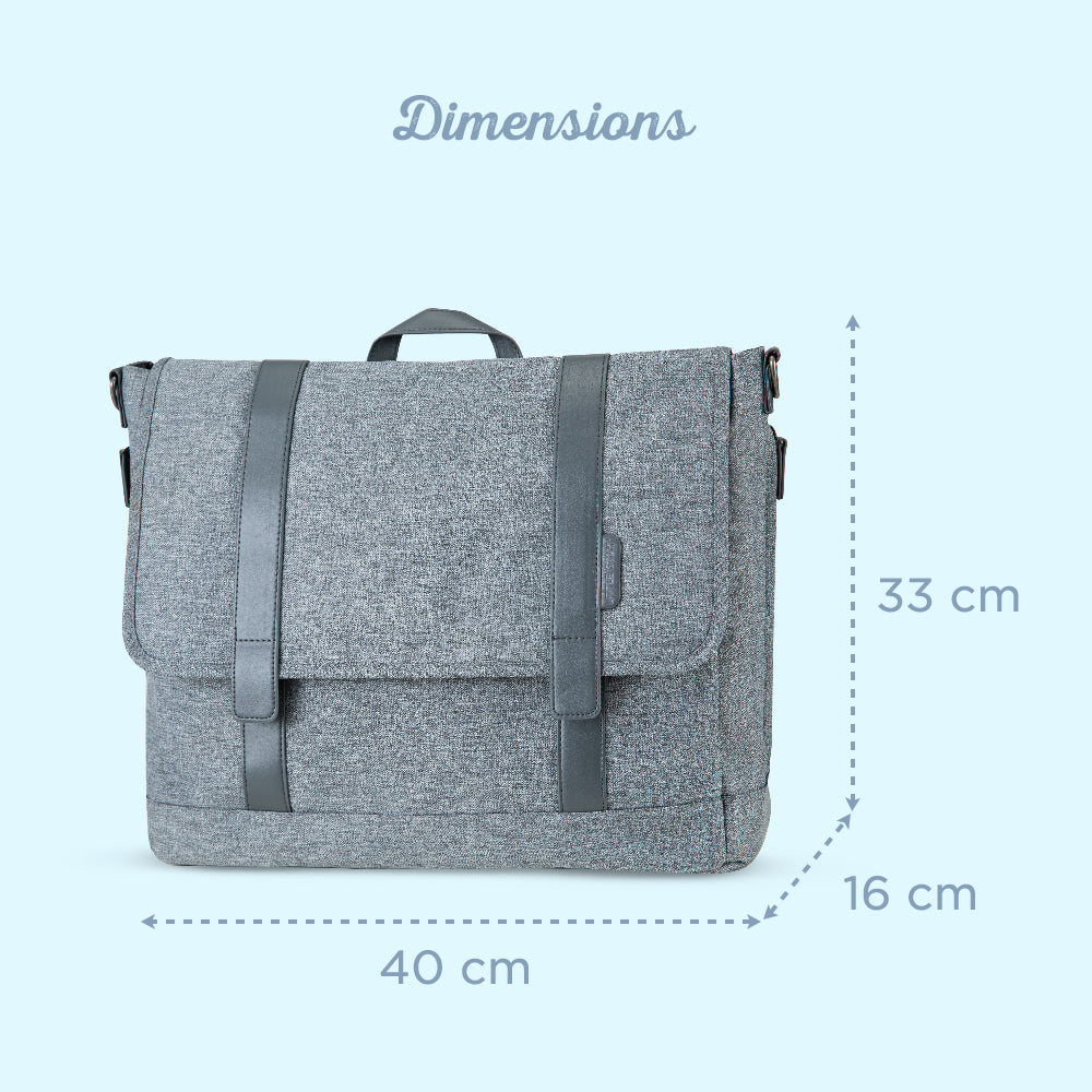 LITTLE STORY Dad's Diaper Bag w/Changing Mat & Stroller Straps - Grey