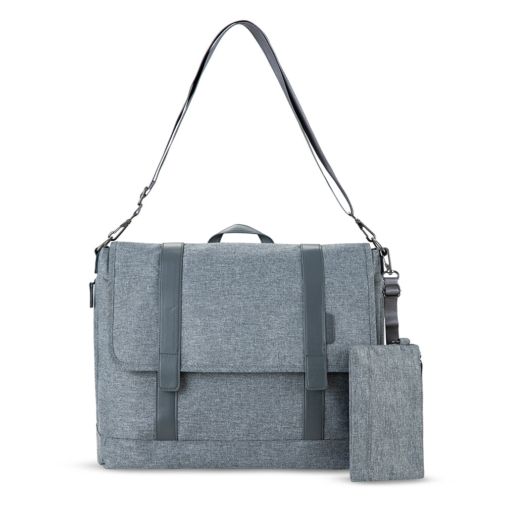 LITTLE STORY Dad's Diaper Bag w/Changing Mat & Stroller Straps - Grey