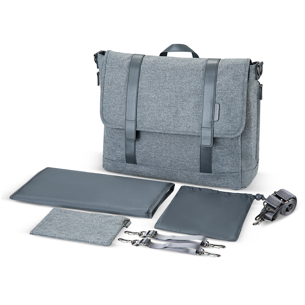 LITTLE STORY Dad's Diaper Bag w/Changing Mat & Stroller Straps - Grey